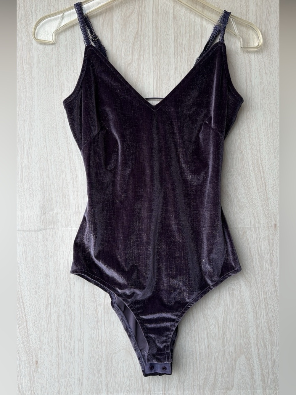 iHeartRaves Deep Plum Velvet V-Neck Bodysuit